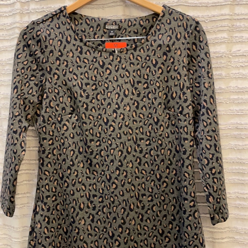 Grey leopard midi dress